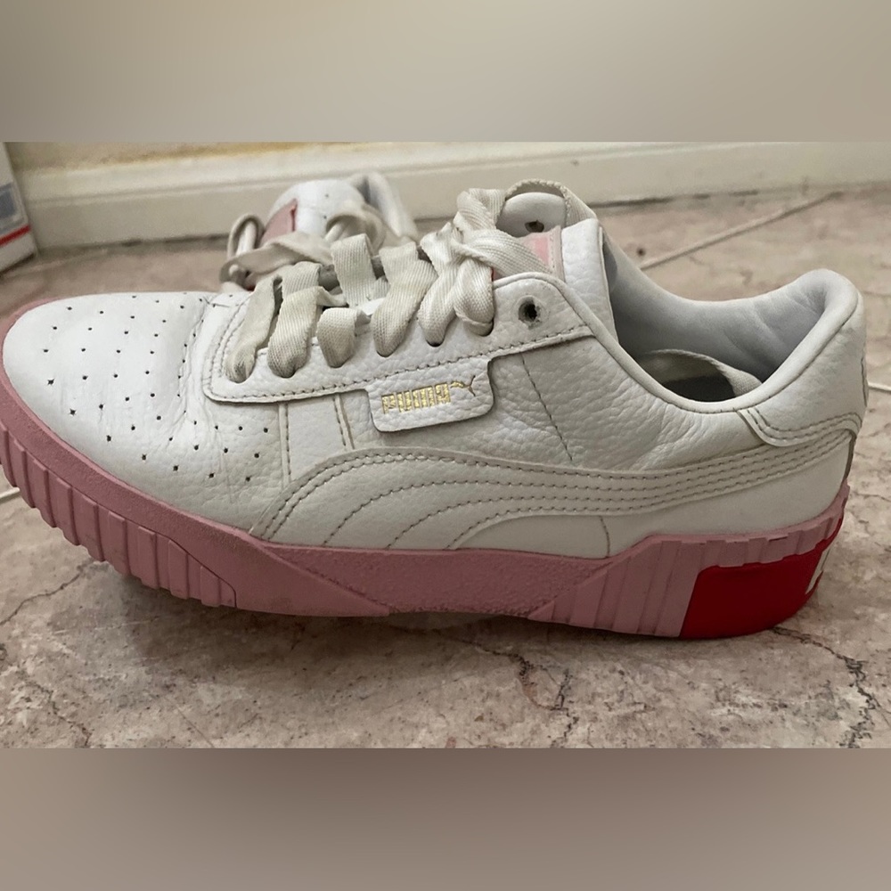 Puma Cali Sports Mix Womens White Pink Red Platform Sneakers Sz 7 #369155-02